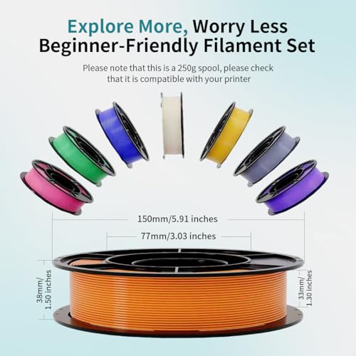 PLA+3D Printer Filament 1.75mm Bundle, Individually Vacuum Packed, Multicolor Dimensional Accuracy +/- 0.02mm, 0.25kg per Spool, 16 Pack, 4kg Total - Image 6
