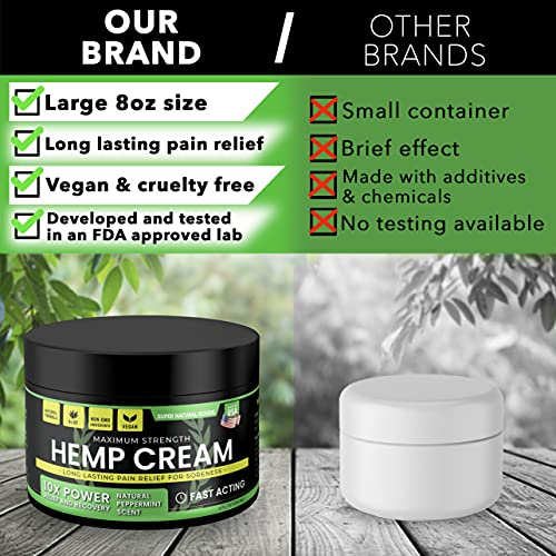 Hemp Cream Maximum Strength (8 oz) Hemp Oil & Arnica, Soothes Discomfort on Joint Muscle Shoulder Hip Neck Knee & Back Support, All Natural Relief Cream Made in USA, Instant Lotion Menthol Rub - Image 7