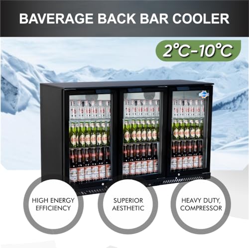 Image of ROCKWELL 300Ltr, Back Bar Cooler, Digital Temperature Display, Heavy Duty Design (BB340C, Black)
