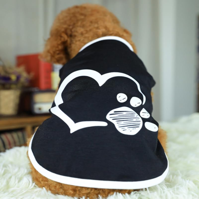 INOOMP Dog Vest Comfortable Pet Clothes Lightweight Sleeveless Tunic with Heart Footprint Pattern for Small Dogs Spring Summer Outdoor Activities