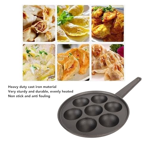 Takoyaki Grill Pan Plate, 7 Holes Stuffed-Pancake Pan Takoyaki Maker, Takoyaki Baking Molds Tray Japanese Octopus Fish Ball Cake Grill Pan for Pancake Balls, Fried Eggs, Takoyaki Cooking Tool - Image 2