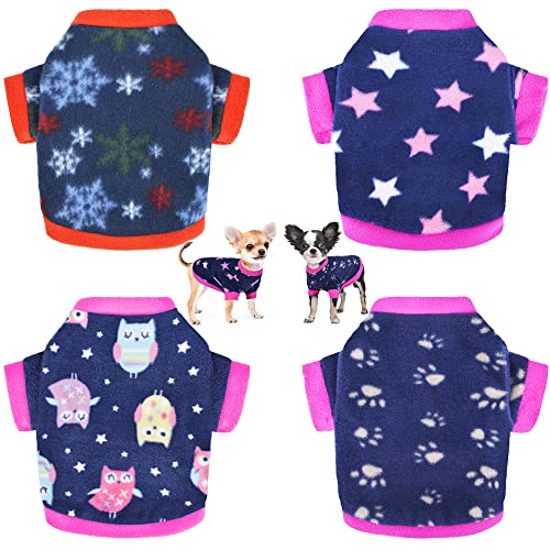 Hundekleidung Pullover für kleine Hunde Junge Mädchen Sebaoyu Winter Warm Fleece Haustier Welpen Shirt Outfit Weste Mantel Männlich Weiblich Chihuahua Yorkies Katze Kleidung 4 Stück (Hundepfoten Cover