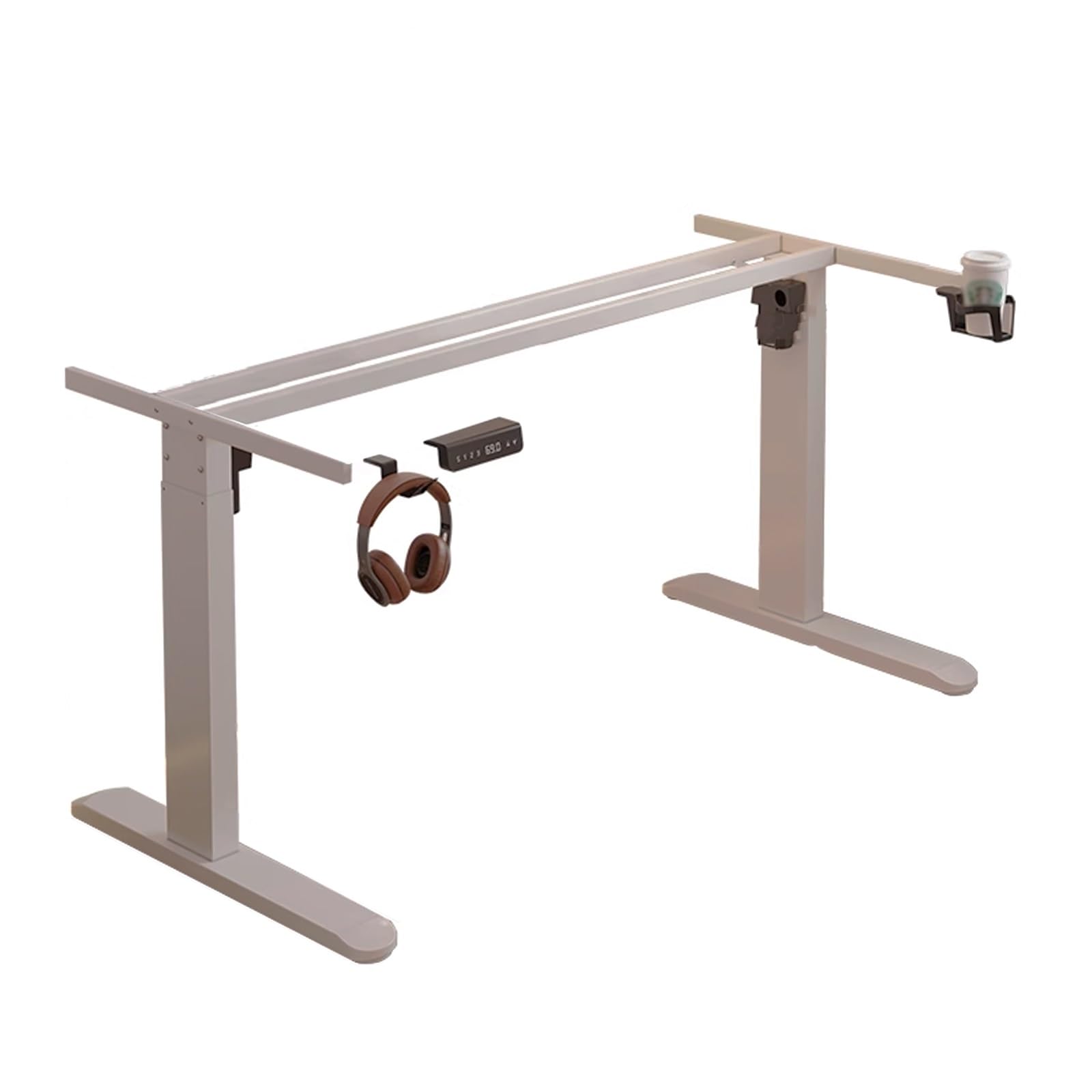 CGCSYZ Adjustable Electric Standing Desk Frame with Dual Motors, Memory Function & Anti-Collision Protection, Computer Table Legs, White, 114x50x72-117cm (White 73x50x72)