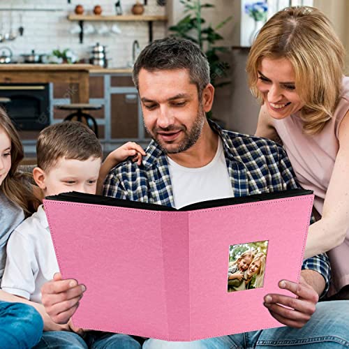 Image of Ywlake Photo Album 4x6 400 Pockets, Leather Photo Albums Holds 400 Vertical Pictures Only Pink