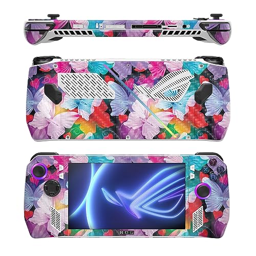 Image of MightySkins Carbon Fiber Skin Compatible with Asus ROG Ally - Prismatic Butterflies | Protective, Durable Textured Carbon Fiber Finish | Easy to Apply