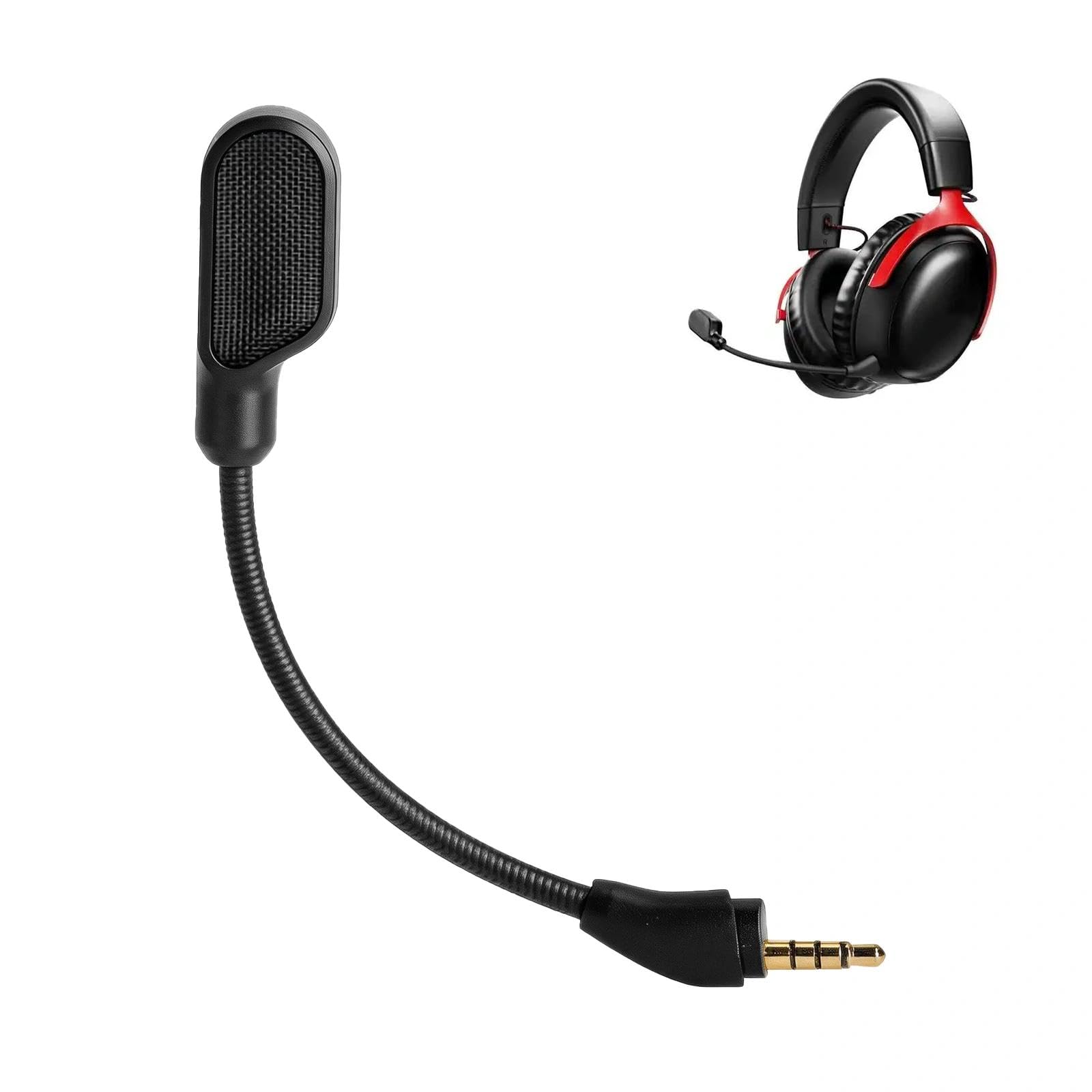 Zamienny zestaw słuchawkowy mikrofonowy do HyperX Cloud II i Cloud III, zestaw słuchawkowy gamingowy z wtyczką 3,5 mm, elastyczny mikrofon Boom zapewnia wyraźny czat głosowy, kompatybilny z modelami
