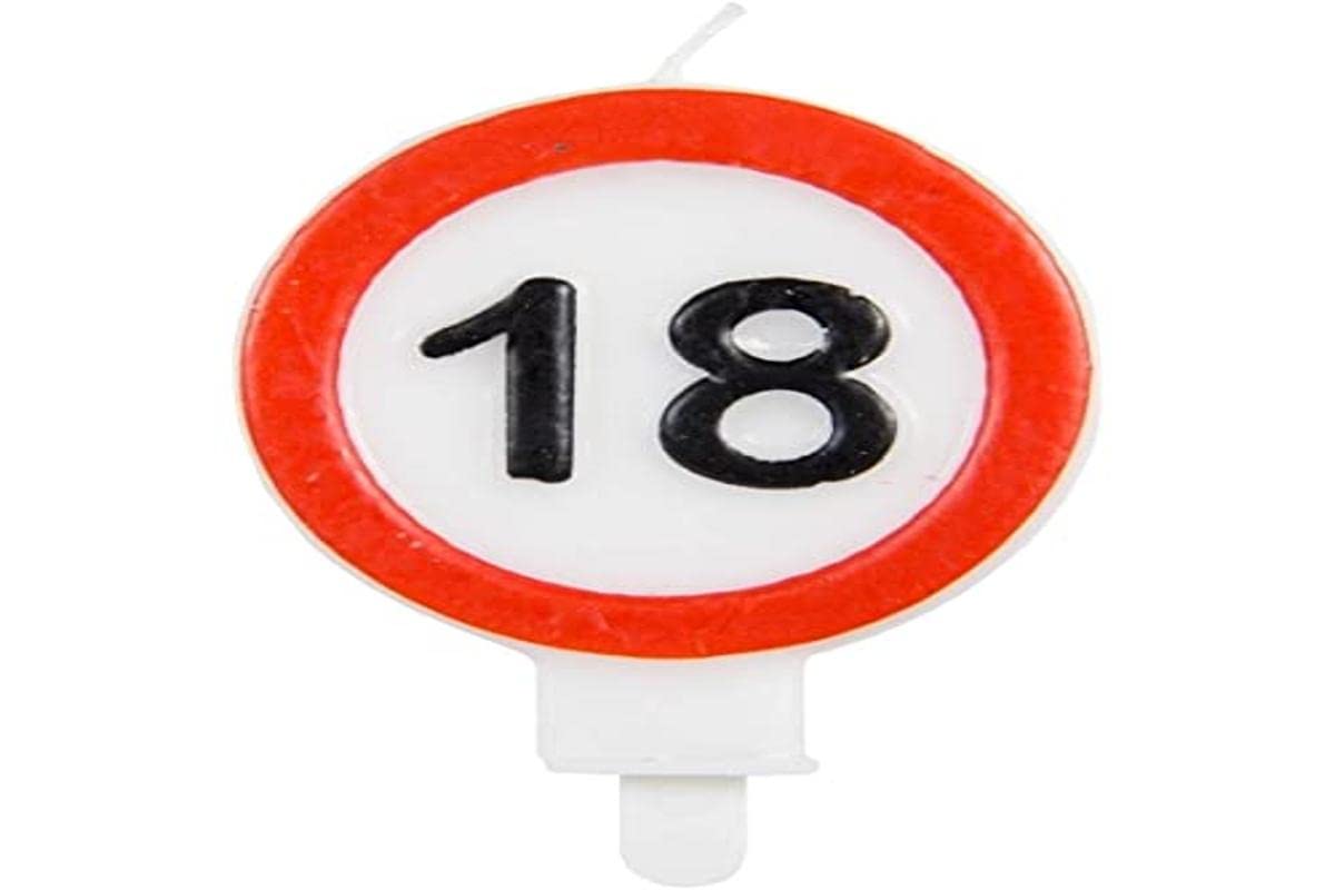 Folat 62618 18th Birthday Traffic Sign Candle, Multi Colors