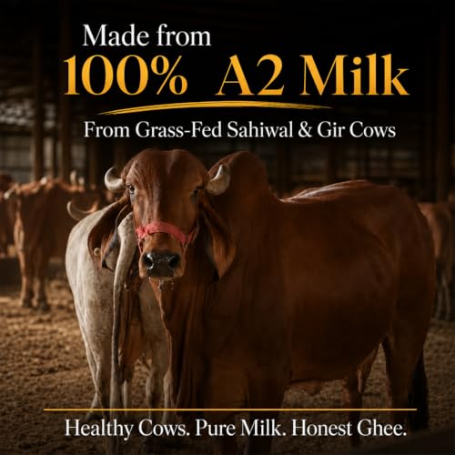 Image of Doodhvale Farms A2 Cow Ghee 900ml | Vedic Desi Gir Cow Ghee | Bilona Method | Grass Fed | 100% Pure & Preservative Free | Traditionally Churned Danedar Ghee | Non-GMO | Lab Certified | Glass Bottle