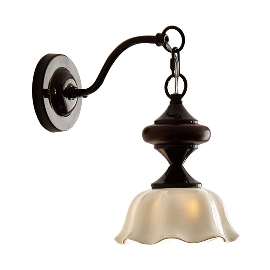 ZFPKXHVMG Indoor Wall Lamp, Industrial Ceramic Wood Wall Sconce E27 Base Indoor Chrome, Walnut(Walnut)