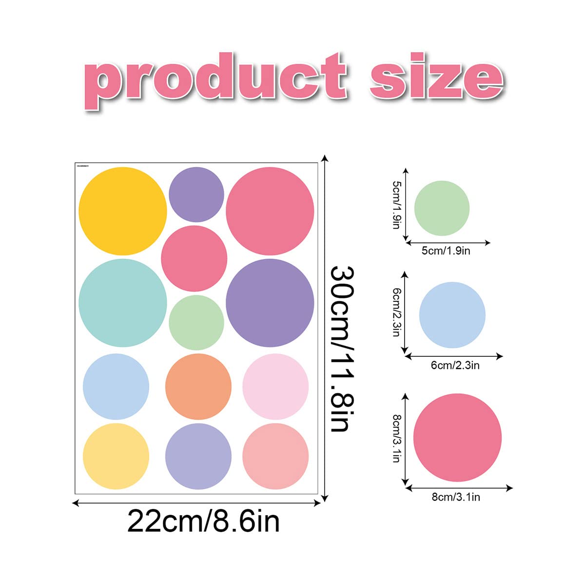 10 Sheets Colored Polka Dots Wall Decals,Colorful Polka Dot Wall Removable and Peel DIY Sticker for Teen Girls Boy Kids Bedroom Living Room Nursery Bathroom Playroom Home Kindergarten - Image 2