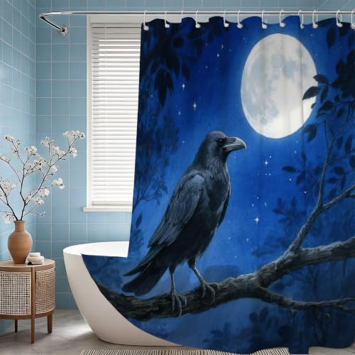 Rideau de douche corbeau 200x200 cm en tissu polyester imperméable - 3