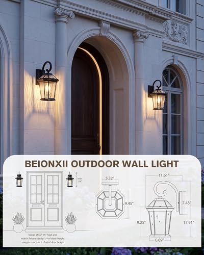 Image of Beionxii 18Inch Outdoor Wall Light, Waterproof Large Outdoor Wall Lantern