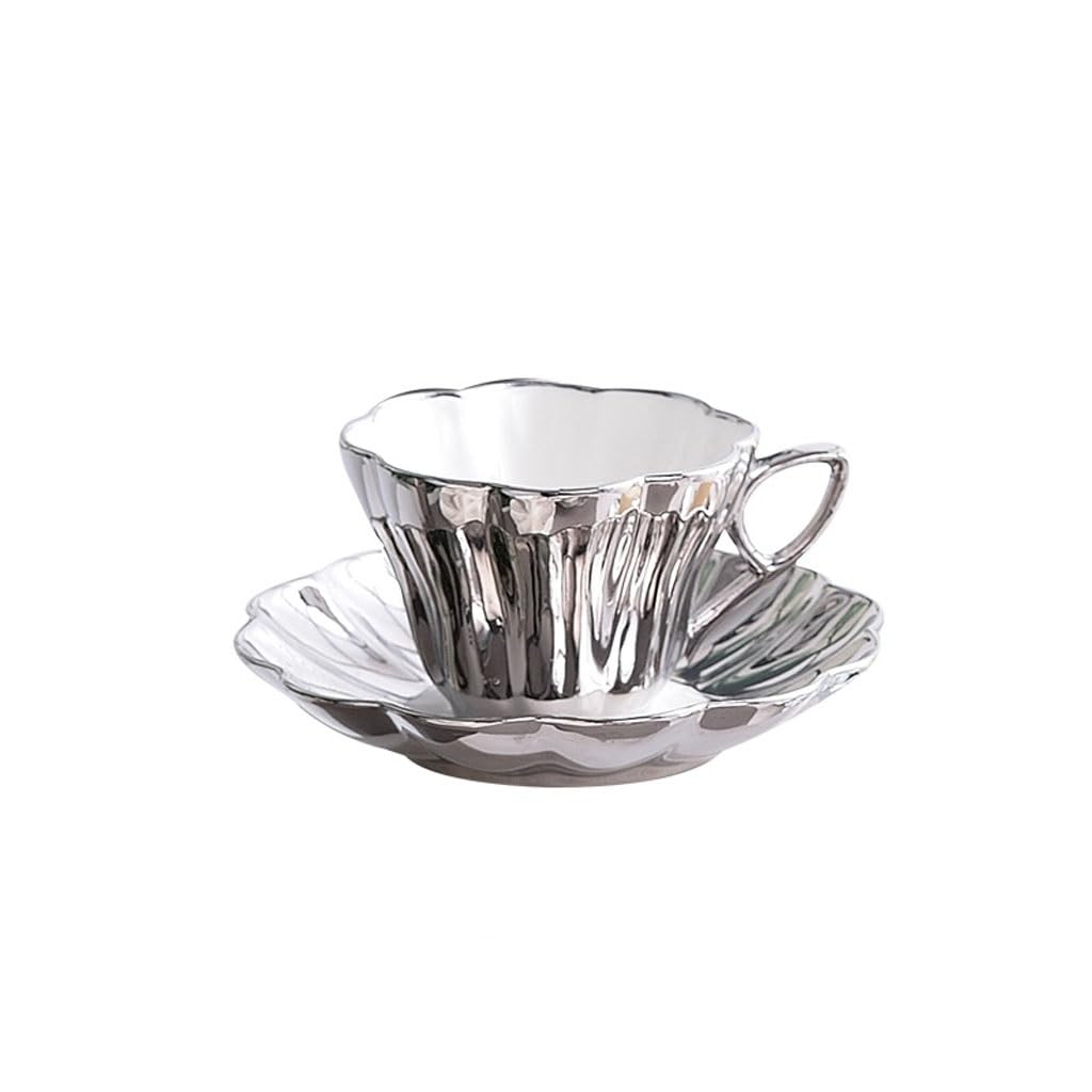 Zestaw filiżanek do herbaty i spodków, kubki ceramiczne filiżanka do kawy i spodek zestaw prosty styl design kubek na wodę ceramiczny zestaw kubków popołudniowej herbaty kubek do picia (B)