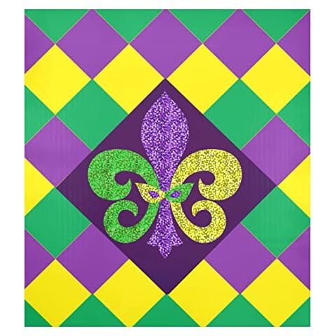 Naanle Dishwasher Magnet Cover Mardi Gras Fleur De Lis Front Dishwasher Cover Magnetic Home Cabinet Decals Appliances Stickers Refrigerator Decorative 23"x26" Cover