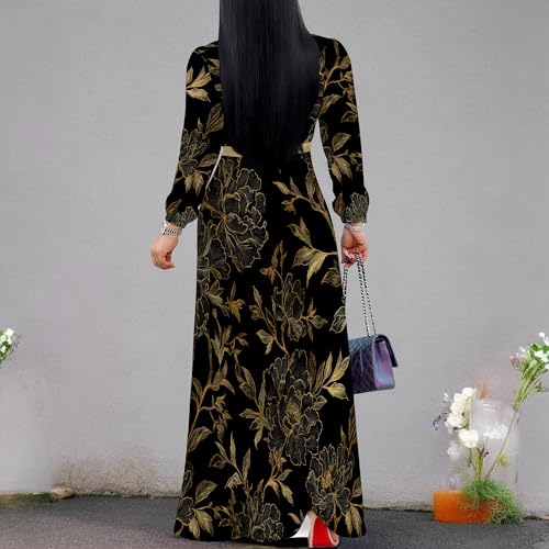 Image of PinkPatty Women's Long Sleeve Maxi Dress Plus Size Trendy Wedding Guest Wrap Dress with Pockets&Belt