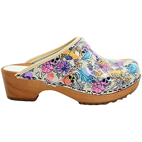 Image of Bjork Maja Wood Open Back Leather Clogs