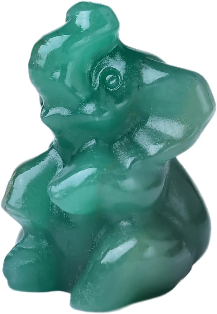 Green Aventurine Elephant Decor Figurine Crystals and Healing Stones Elephant Statue Polished Pocket Gemstones ​Bedroom Office Desk Home Decoration A Lucky Decoration