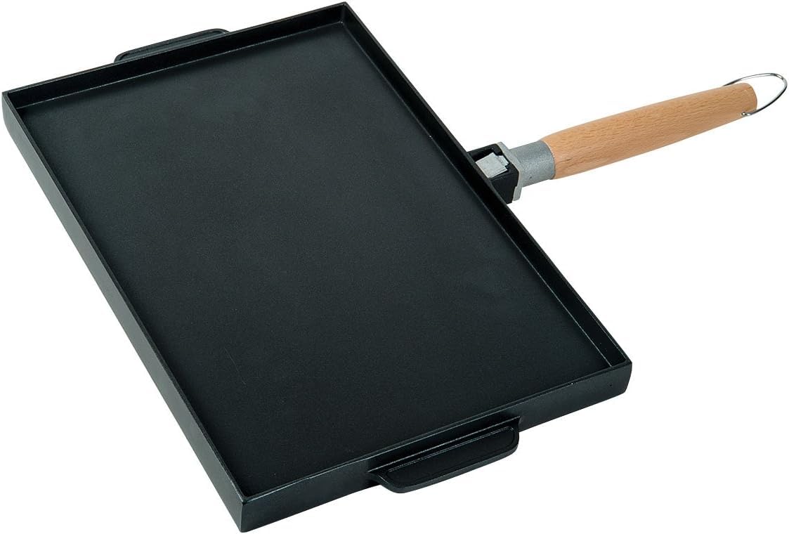 MasterPan Non-Stick Grill and Griddle Pan with Removable Handle, 15" (Innovative Series), black and Brown