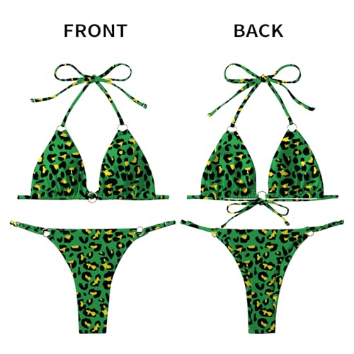 Image of MIKETAI Sexy Bikinis for Women 2 Piece Bikini Spaghetti Strap Swimsuits Solid Color Bathing Swimwear Triangle Bathing Suit