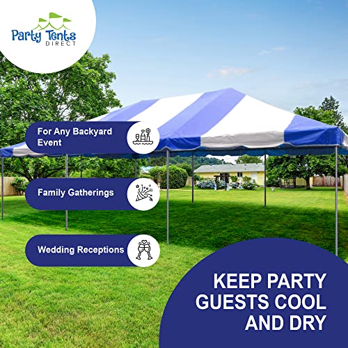 Party Tents Direct 20x30 Canopy Tent - Steel Frame - Outdoor Gazebo Pavilion Sun Shade Camping Shelter - Blue Vinyl Heavy Duty Waterproof Tent Cover - Event Tents for Parties Wedding - Image 4