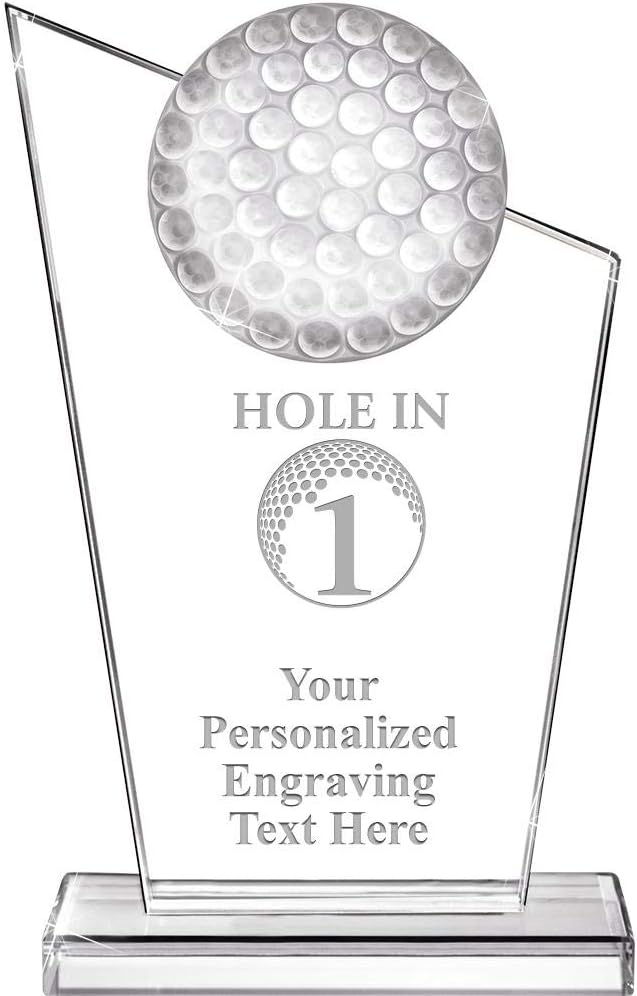Crown Awards Golf Crystal Trophies, 7 1/4" H Custom Hole in One Trophy for Golf, Engraving Included