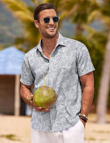 image for COOFANDY Men's Tropical Shirts Button Down Short Sleeve Summer Beach S