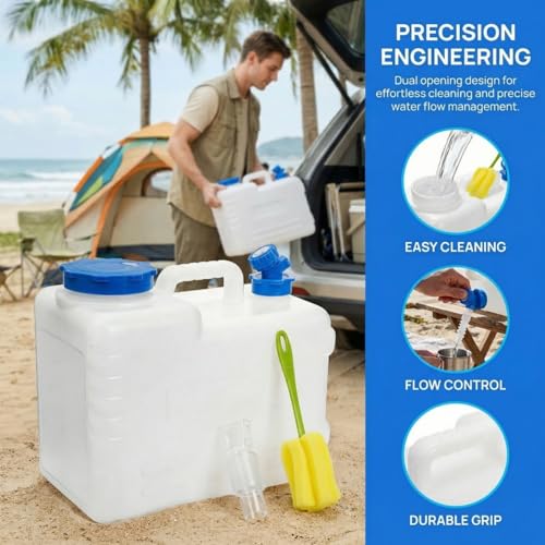 Contenedor de Agua Dicunoy con Grifo, 4 Galones, Recipiente Portátil para Camping, Dispensador delgado y resistente para vehículo, uso al aire libre, senderismo, emergencia miniatura 5