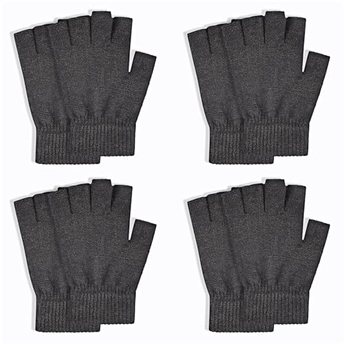SHALEDOW Luvas de inverno sem dedos, luvas pretas sem dedos para mulheres e homens, clima frio para