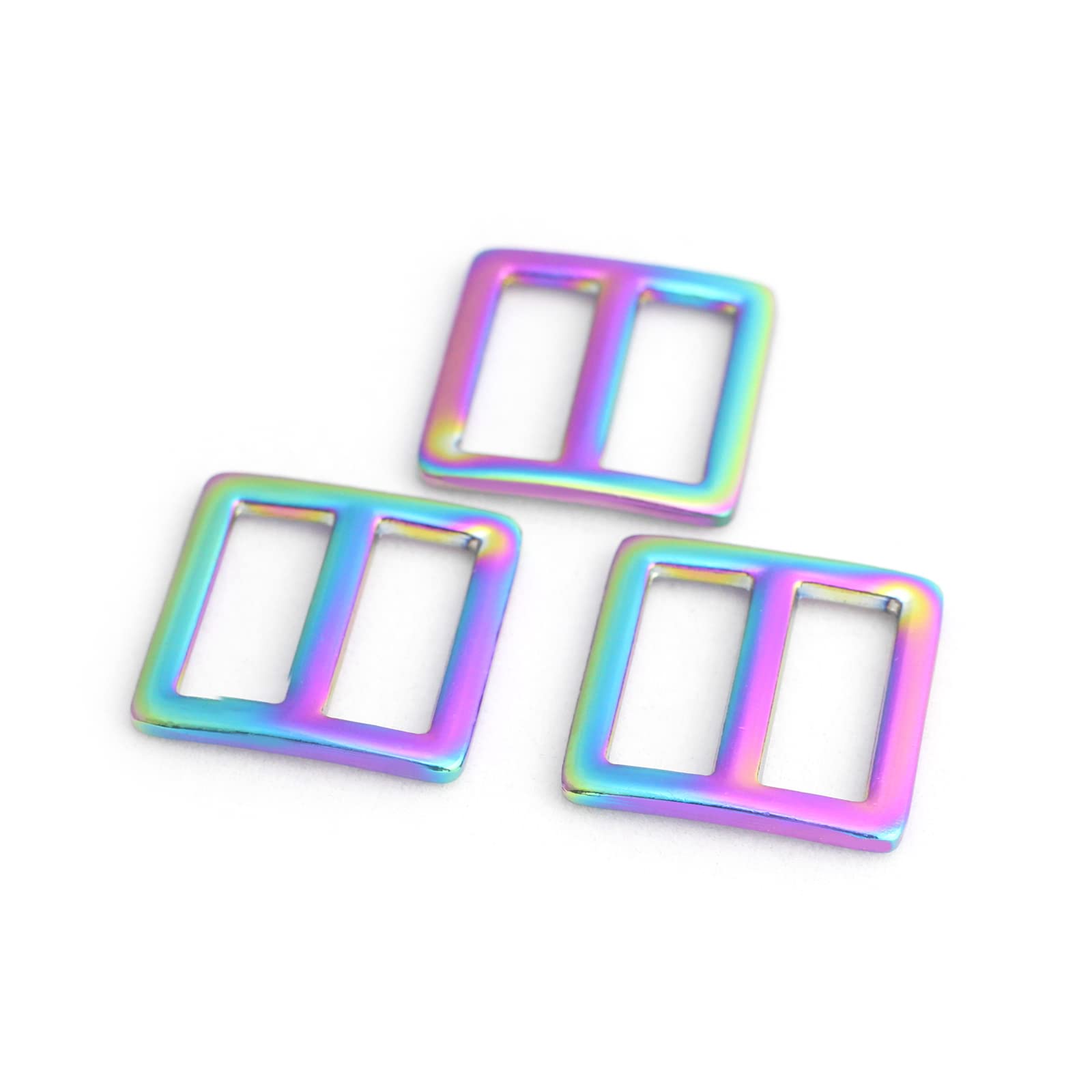 FUYEJIA Metal Rainbow Swivel Snaps Hooks with rainbow d rings and Tri-Glides rainbow purse hardware Slide Buckles