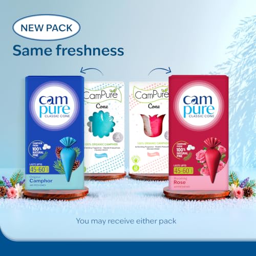 Image of CamPure Camphor Cone Pack Of 2-100% Organic | Air Freshener For Car, Wardrobe, Office Cabin's, Drawers, Travel Bag & Bathroom