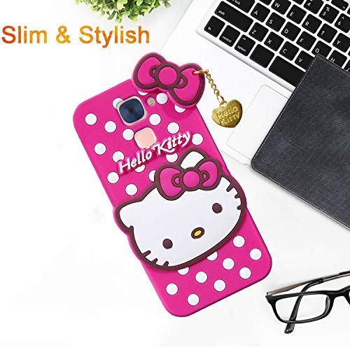 Image of Unirock Hello Kitty Back Case Cover for Asus Zenfone Max Pro M1| 3D Cute Hello Kitty Case |Soft Silicone Rubber Back Cover with Pendant Kitty Cover for Asus Zenfone Max Pro M1 (Pink)