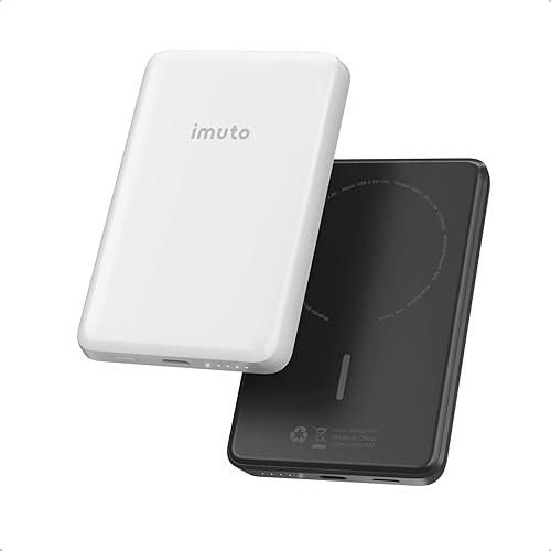 imuto Paquete de 2 baterías magnéticas inalámbricas de 5000 mAh Mag-Safe Ulrt Slim Mini cargador portátil con puerto USB C para iPhone 1414 Pro14