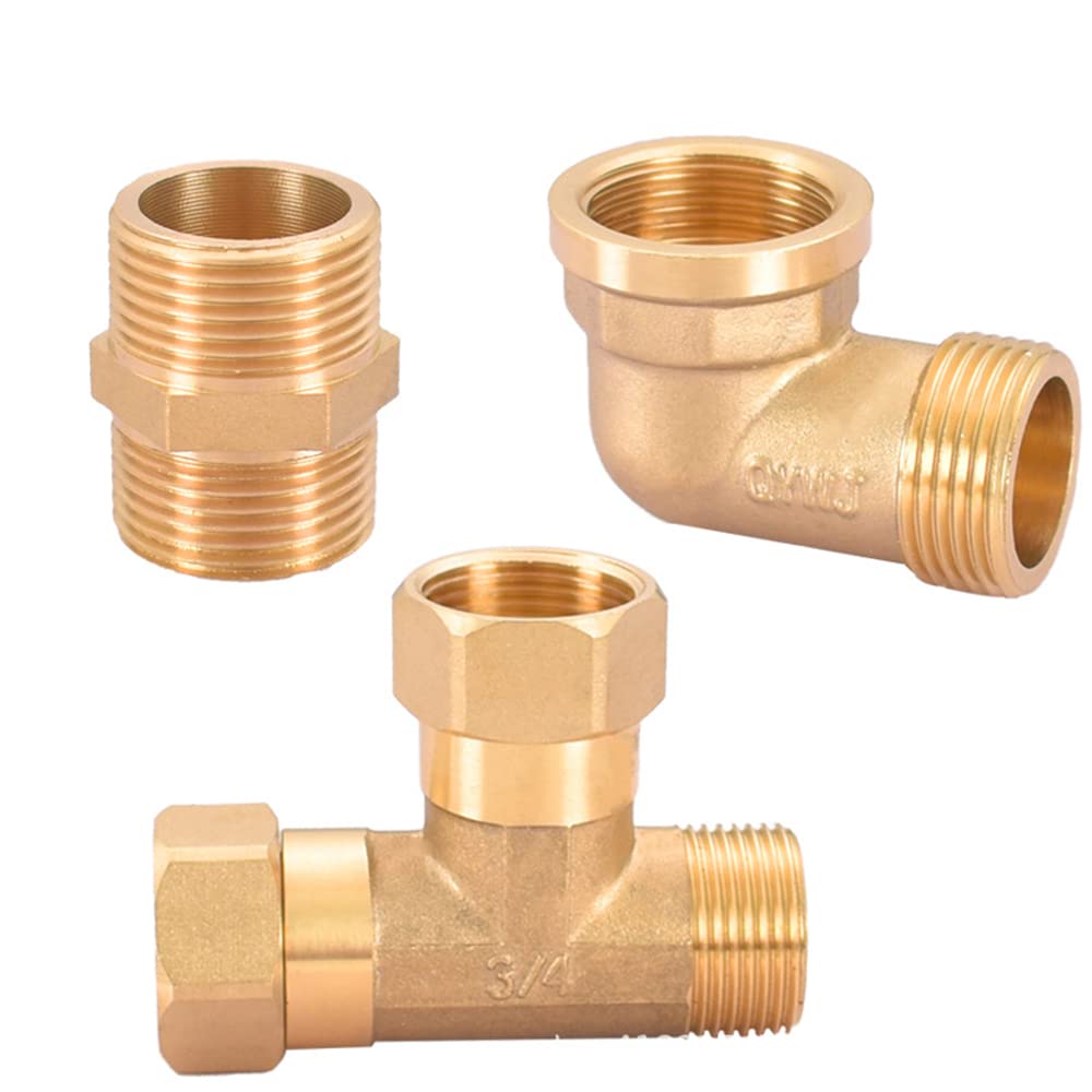 2pcs Reducing Hex Nipple, 1000psi Brass 1/2\" NPT Male X 3 8 Npt Male Pipe Fitting Reducer Nipple Adapter 1000psi Reducer Straight Connector 2pcs 1 2 3 8