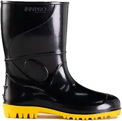 Bota PVC Cano Médio (Curto) Preta Solado Amarelo Innpro