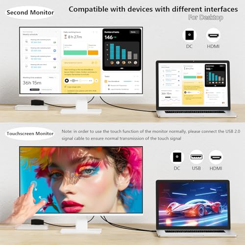 Image of Touchscreen Monitor 2K 27 Inch IPS Gaming 100Hz, 10-Point Touch QHD 2560x1440 PC Display, HDMI VGA USBC Computer Monitor, Built-in Speakers, White