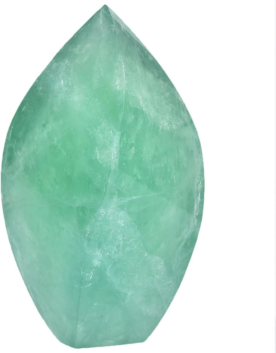 JIC Gem Green Fluorite Crystal Natural Healing Crystal Point Large 4 Sides Tower Fluorite Stone Energy Gemstone Home Decor 1.1-1.7 Lbs