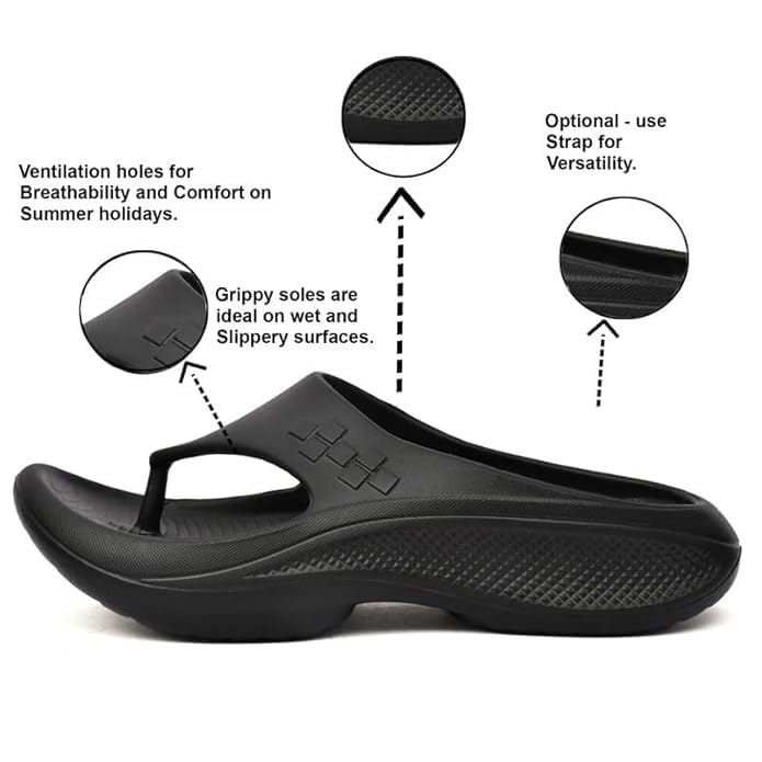 Image of Men's Summer Flip Flop Slippers Casual Pillow EVA Anti-Skid Sole Slide Slipper Waterproof & Everyday Indoor Outdoor Fashionable Daily Use Footwear for Gents & Boys