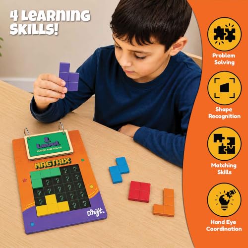 Image of Cubelelo Drift Magtrix Wooden Magnetic Tiles Puzzle Game | Comes with 40 Challenges for Kids 4-8 Years