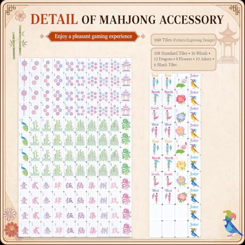 Juego de fichas Mahjong Americano 160 piezas miniatura 3