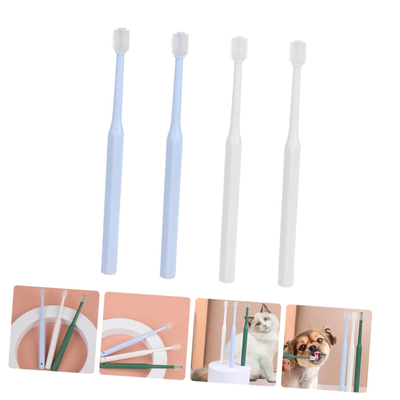 BESPORTBLE 12pezzi Spazzolino Per Animali Domestici Spazzolino Portatile Per Pulizia Orale Con Testa Rotonda Design Ergonomico e Antiscivolo Per Cani e Gatti
