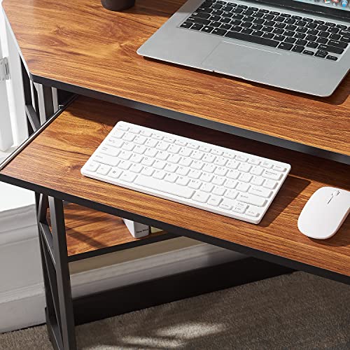 Vecelo CD03 Corner Computer Desk Writing Smooth Keyboard Tray & Storage Shelves,Compact Home Office Triangle Table thumb #4