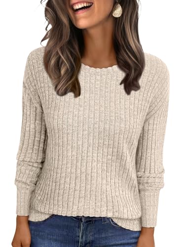 ANRABESS Women Long Sleeve Shirts Business Casual Tunic Tops Fall Lightweight Sweaters Dressy Blouses 2025 Fashion Outfits