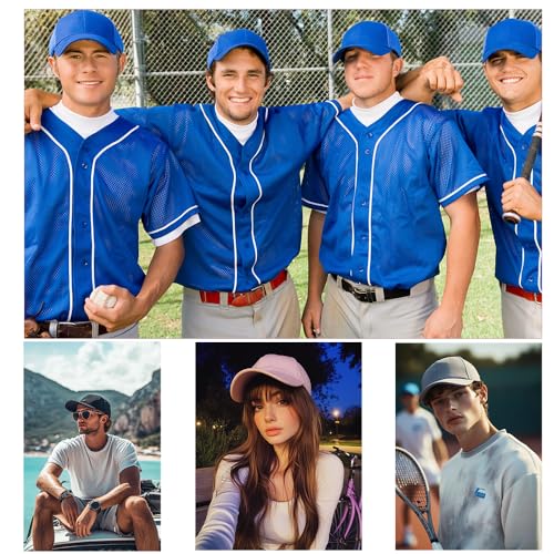 Image of ZH Plain Adjustable Baseball Cap - Lot of 12 Unisex Blank Design Caps