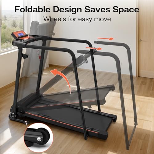 Image of 15% Auto Incline Treadmills 400LBS Capacity, 3.5 HP Heavy Duty Treadmill for Home, Walking Folding Treadmill, Running Foldable Machine Wide Belt, 0.5-8.5MPH, Bluetooth, APP