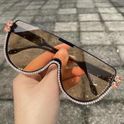 Image of Oversized Sunglasses Women Men Luxury Big Frame Mask Glasses Goggle Flat Top Clear Eye Protection Glasses Shade UV400