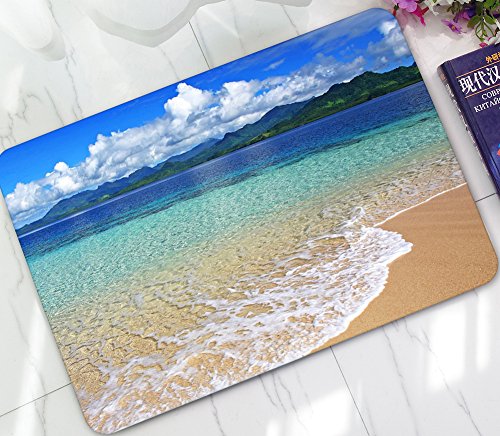 ChezMax Non-Slip Doormat Coral Fleece Indoor Outdoor Kitchen Floor Rug Front Door Mat Funny Flannel Carpet Sea Beach 23.62