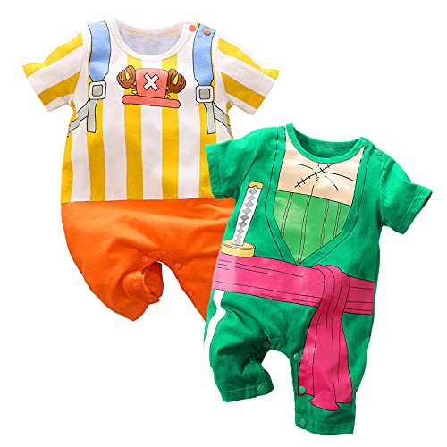 Image of RELABTABY 2 Pack Newborn Baby Boy Girl Romper Infant Anime Onesie Toddler Halloween Cosplay Jumpsuit Outfit Clothes
