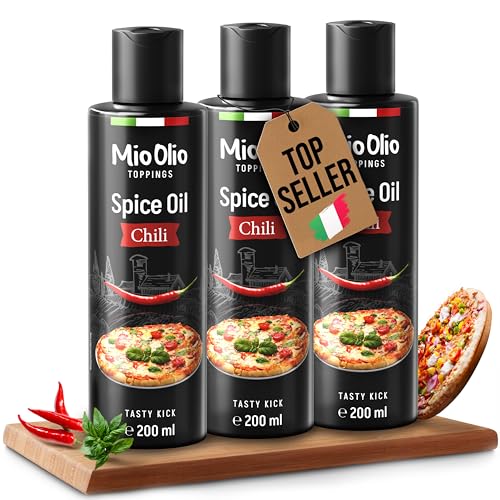 MioOlio Chiliöl 3x 200 ml – aromatisiertes Öl mit intensiver Chili-Note – ideal zum Kochen...