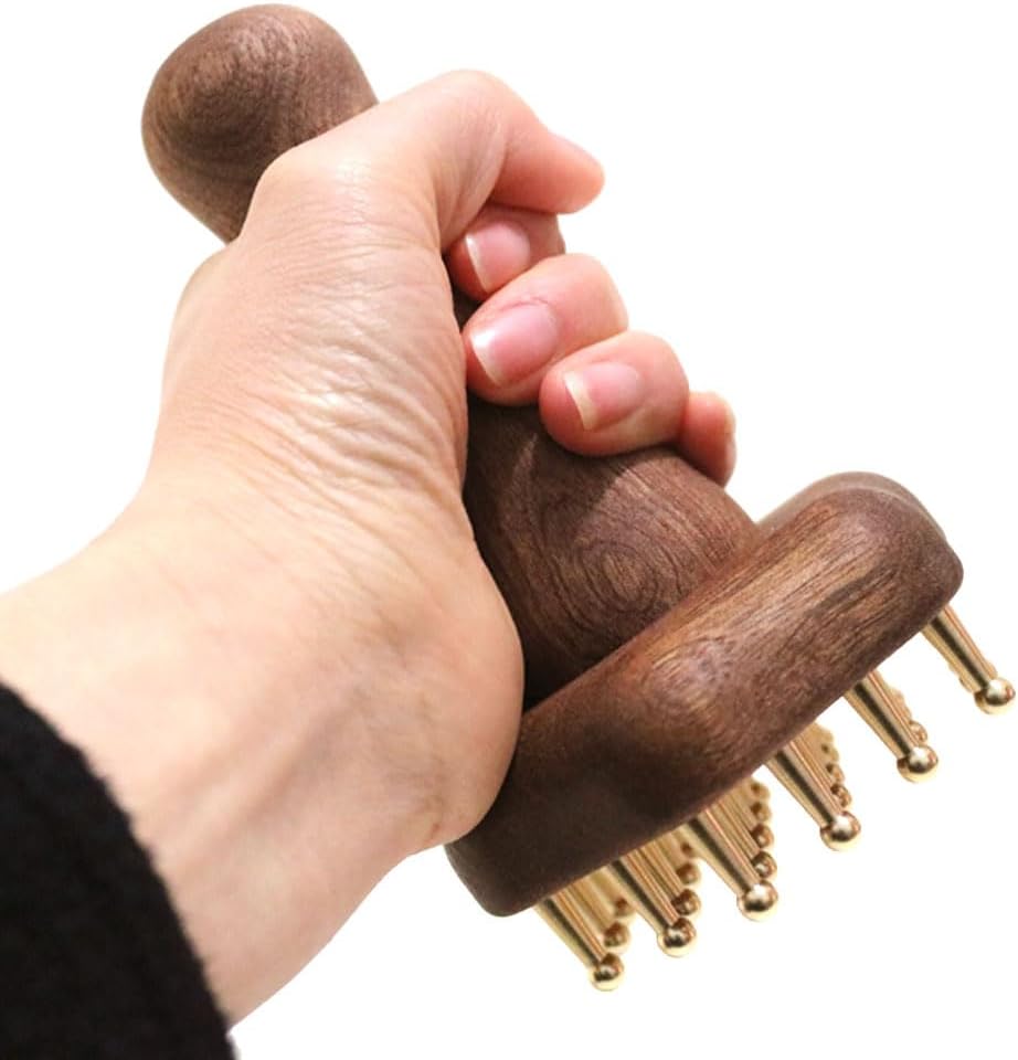 24teeth Copper Head Massage Comb for Body and Scalp Meridian Point Massager Brush for Body and Scalp Relief Body Massage Brush for Cellulite Remover Chinese SPA Gua Sha Tool Wooden Handle 24teeth Copper Head Massage Comb for Body and Scalp Meridian Point Massager Brush for Body and Scalp Relief Body Massage Brush for Cellulite Remover Chinese SPA Gua Sha Tool Wooden Handle