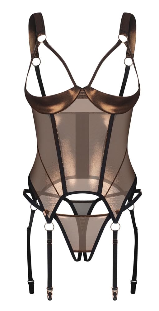 Obsessive Soranna Korsett & Crotchless Thong – Braun